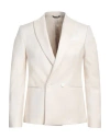 Grey Daniele Alessandrini Man Blazer Ivory Size 36 Polyester, Viscose, Elastane In White