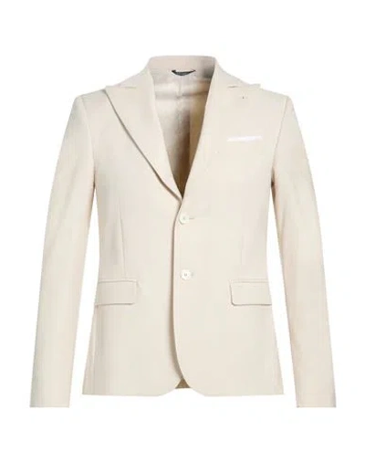 Grey Daniele Alessandrini Man Blazer Ivory Size 36 Polyester, Viscose, Elastane In White