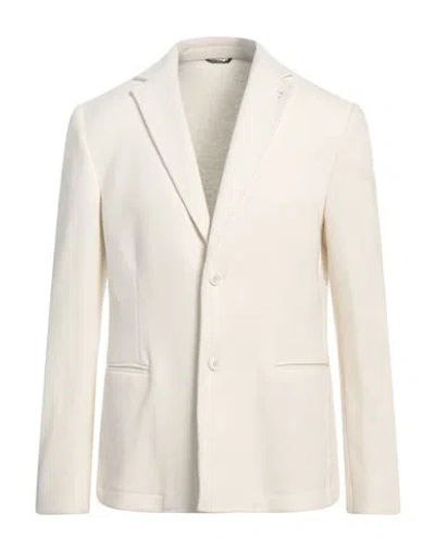 Grey Daniele Alessandrini Man Blazer Ivory Size 42 Polyester, Acrylic, Viscose In White