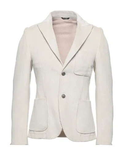 Grey Daniele Alessandrini Man Blazer Ivory Size 42 Polyester, Polyamide, Elastane In White