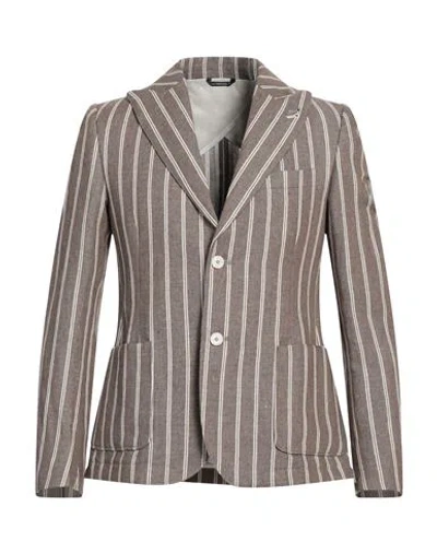 Grey Daniele Alessandrini Man Blazer Khaki Size 38 Linen, Cotton, Polyester In Beige