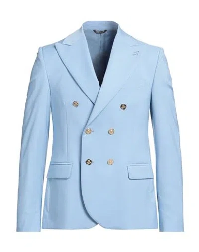 Grey Daniele Alessandrini Man Blazer Light Blue Size 38 Polyester, Viscose, Elastane In Blue