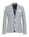 Grey Daniele Alessandrini Man Blazer Light Blue Size 40 Linen, Cotton