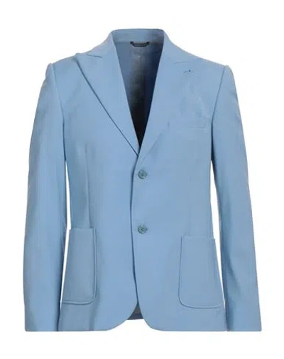 Grey Daniele Alessandrini Man Blazer Light Blue Size 46 Polyester, Viscose, Elastane