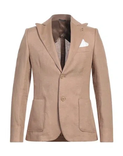 Grey Daniele Alessandrini Man Blazer Light Brown Size 38 Linen In Beige