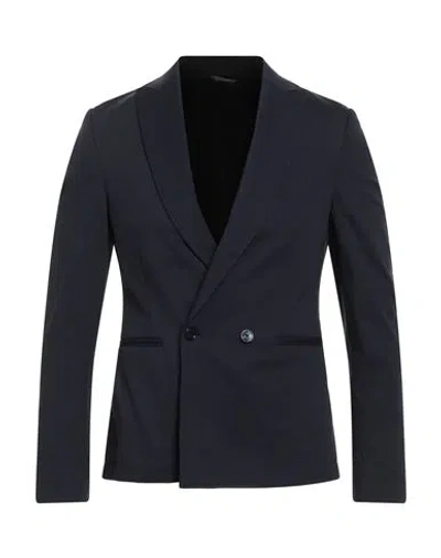 Grey Daniele Alessandrini Man Blazer Midnight Blue Size 36 Cotton, Polyamide, Elastane