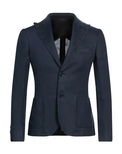 Grey Daniele Alessandrini Man Blazer Midnight Blue Size 36 Linen