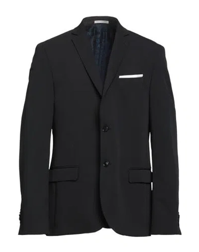 Grey Daniele Alessandrini Man Blazer Midnight Blue Size 36 Polyester, Viscose, Elastane In Black