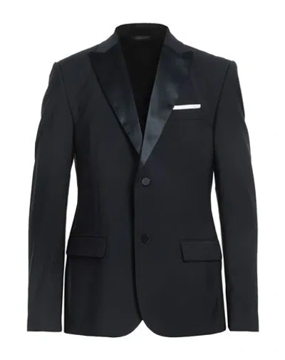 Grey Daniele Alessandrini Man Blazer Midnight Blue Size 36 Wool, Polyester, Elastane, Cotton In Black