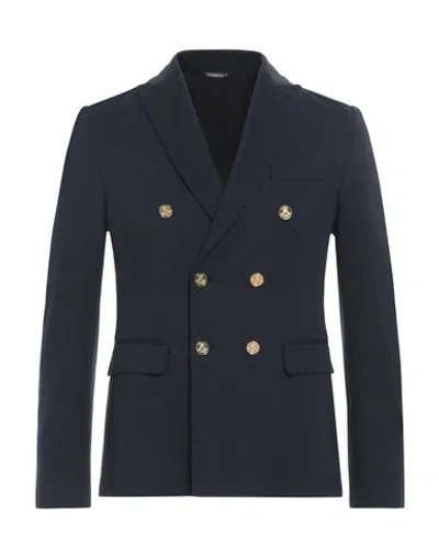 Grey Daniele Alessandrini Man Blazer Midnight Blue Size 38 Cotton, Polyamide, Elastane In Navy Blue