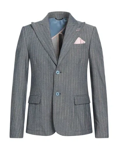 Grey Daniele Alessandrini Man Blazer Midnight Blue Size 38 Cotton, Polyester, Viscose In Gray
