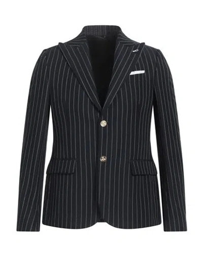 Grey Daniele Alessandrini Man Blazer Midnight Blue Size 38 Linen, Viscose