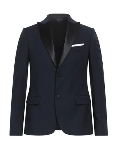 Grey Daniele Alessandrini Man Blazer Midnight Blue Size 38 Polyester, Viscose, Elastane