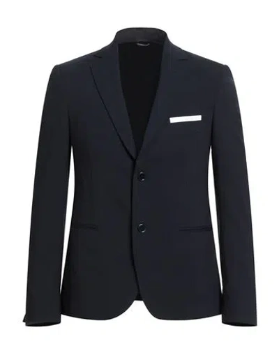 Grey Daniele Alessandrini Man Blazer Midnight Blue Size 38 Polyester, Wool, Elastane In Black
