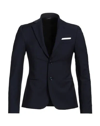 Grey Daniele Alessandrini Man Blazer Midnight Blue Size 36 Wool, Polyester, Elastane