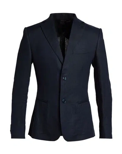 Grey Daniele Alessandrini Man Blazer Midnight Blue Size 40 Linen