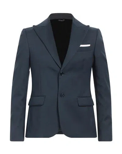 Grey Daniele Alessandrini Man Blazer Midnight Blue Size 40 Polyester, Viscose, Elastane