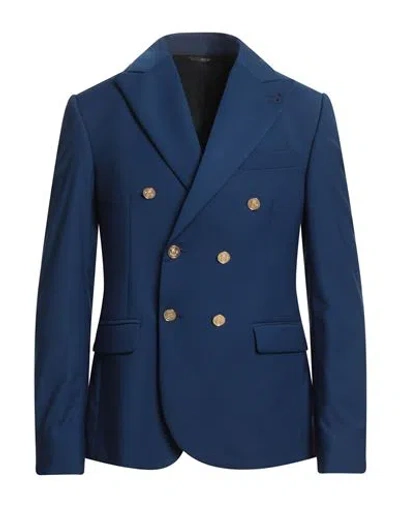 Grey Daniele Alessandrini Man Blazer Midnight Blue Size 40 Polyester, Viscose, Elastane