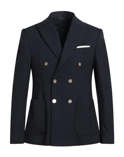 Grey Daniele Alessandrini Man Blazer Midnight Blue Size 40 Wool, Elastane In Black