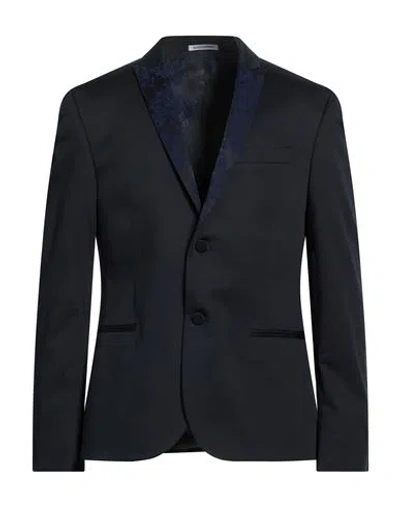 Grey Daniele Alessandrini Man Blazer Midnight Blue Size 44 Cotton, Elastane