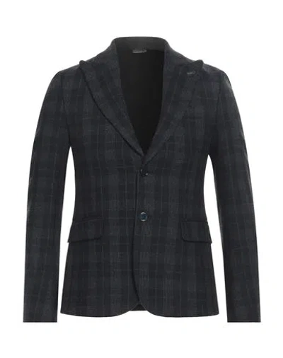 Grey Daniele Alessandrini Man Blazer Midnight Blue Size 44 Wool, Polyester, Polyamide