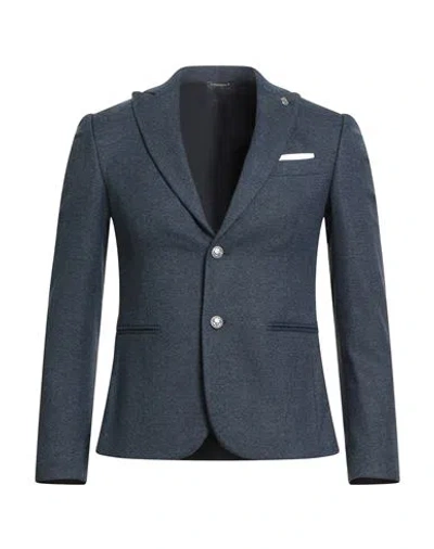 Grey Daniele Alessandrini Man Blazer Midnight Blue Size 48 Polyester, Viscose, Elastane
