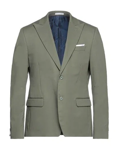 Grey Daniele Alessandrini Man Blazer Military Green Size 38 Cotton, Elastane