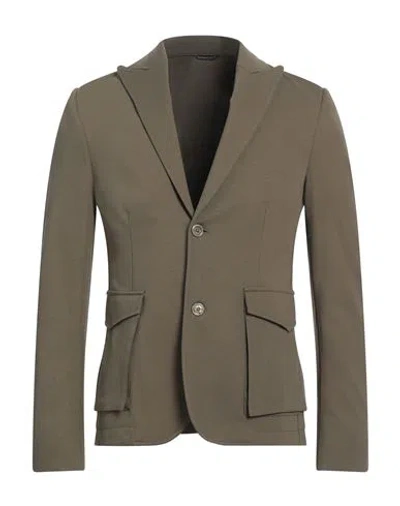 Grey Daniele Alessandrini Man Blazer Military Green Size 38 Cotton, Polyamide, Elastane