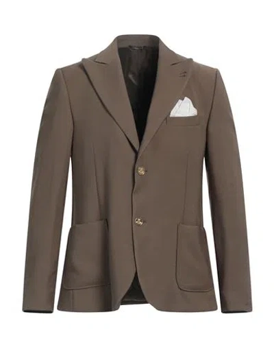 Grey Daniele Alessandrini Man Blazer Military Green Size 40 Viscose, Polyester In Green
