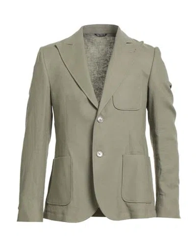Grey Daniele Alessandrini Man Blazer Military Green Size 42 Linen, Viscose