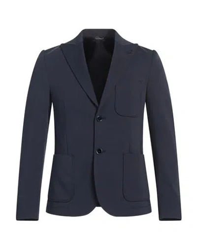 Grey Daniele Alessandrini Man Blazer Navy Size 36 Polyester, Viscose, Elastane In Navy Blue