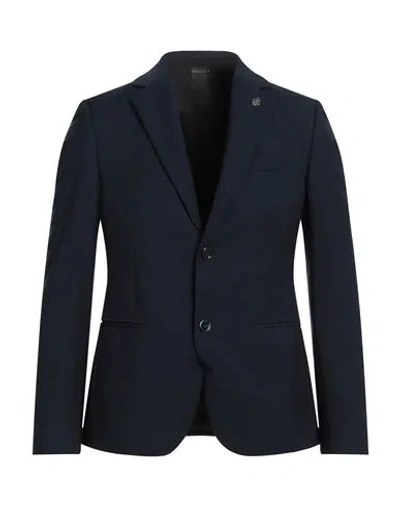 Grey Daniele Alessandrini Man Blazer Navy Blue Size 38 Polyester, Viscose, Elastane