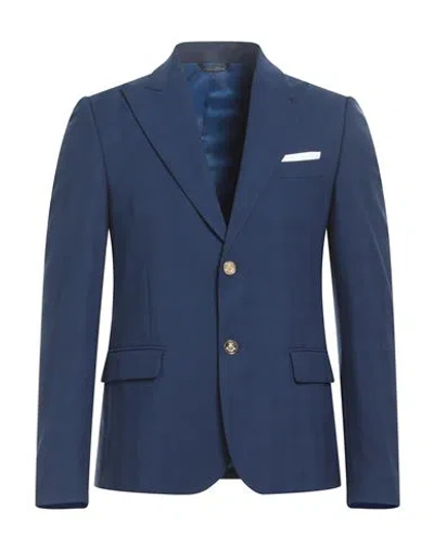 Grey Daniele Alessandrini Man Blazer Navy Blue Size 38 Polyester, Viscose, Elastane