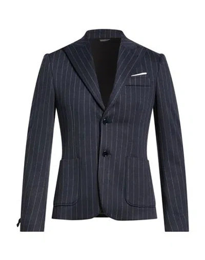 Grey Daniele Alessandrini Man Blazer Navy Size 36 Polyester, Viscose, Elastane In Blue