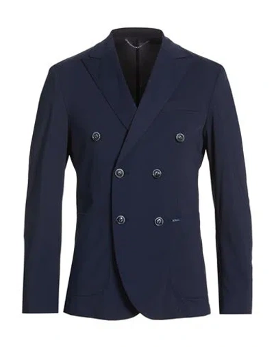 Grey Daniele Alessandrini Man Blazer Navy Size 38 Polyester, Elastane In Blue
