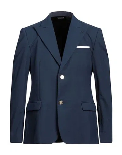 Grey Daniele Alessandrini Man Blazer Navy Size 38 Polyester, Viscose, Elastane In Navy Blue