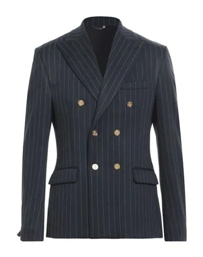 Grey Daniele Alessandrini Man Blazer Navy Size 38 Polyester, Viscose, Elastane In Navy Blue