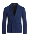 Grey Daniele Alessandrini Man Blazer Navy Size 40 Cotton, Polyamide, Elastane In Blue