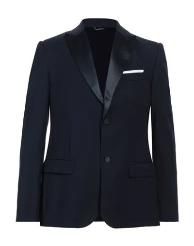 Grey Daniele Alessandrini Man Blazer Navy Size 40 Polyester, Viscose, Elastane In Navy Blue