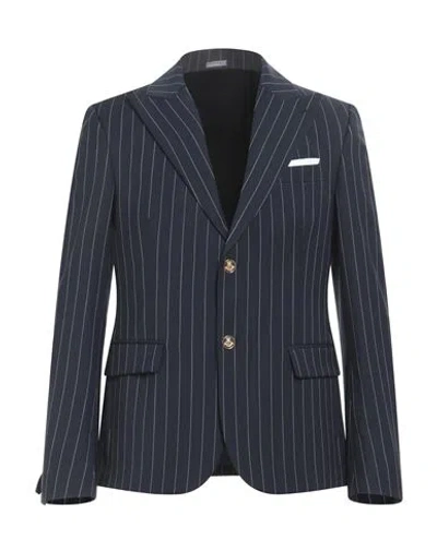 Grey Daniele Alessandrini Man Blazer Navy Size 40 Polyester, Wool, Elastane In Blue