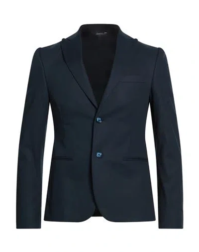 Grey Daniele Alessandrini Man Blazer Navy Size 44 Cotton, Elastane In Blue