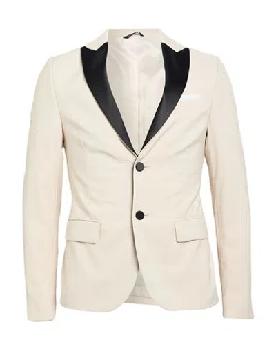 Grey Daniele Alessandrini Man Blazer Off White Size 40 Polyester, Viscose, Elastane