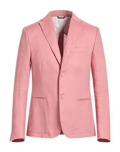 Grey Daniele Alessandrini Man Blazer Pink Size 38 Linen, Polyester, Viscose