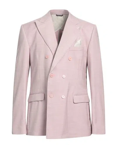 Grey Daniele Alessandrini Man Blazer Pink Size 46 Polyester, Viscose, Elastane