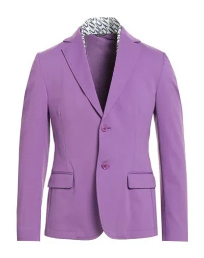 Grey Daniele Alessandrini Man Blazer Purple Size 36 Cotton, Polyamide, Elastane, Polyester