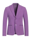 Grey Daniele Alessandrini Man Blazer Purple Size 38 Cotton, Polyamide, Elastane