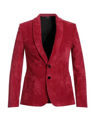 Grey Daniele Alessandrini Man Blazer Red Size 36 Polyester, Polyamide, Elastane