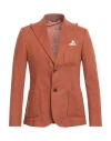 Grey Daniele Alessandrini Man Blazer Rust Size 38 Linen, Viscose In Orange