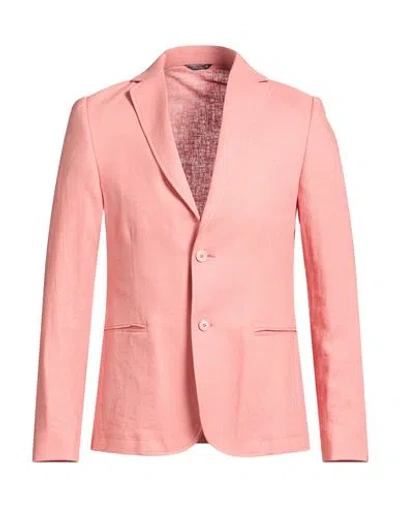 Grey Daniele Alessandrini Man Blazer Salmon Pink Size 36 Linen, Viscose
