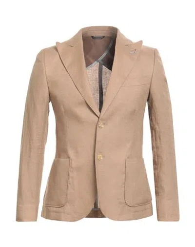 Grey Daniele Alessandrini Man Blazer Sand Size 44 Linen In Beige